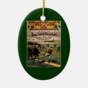 Vintage Sports Baseball Three Chums Magazine Cover Ceramic Ornament