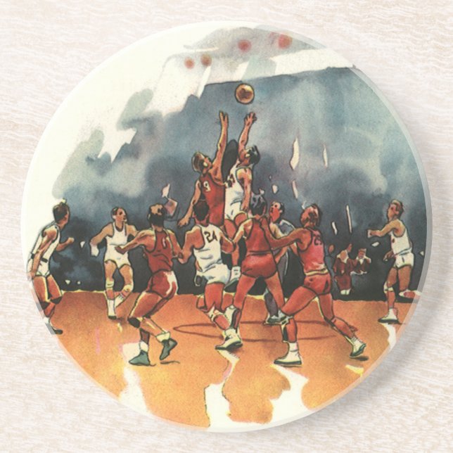 Vintage Sports Basketball Game, Basketball Players Coaster (Front)
