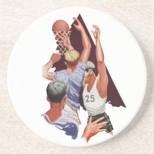 Vintage Sports, Basketball Players in a Game Coaster