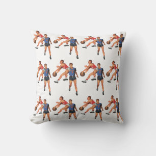 Vintage Sports, Basketball Players in a Game Cushion