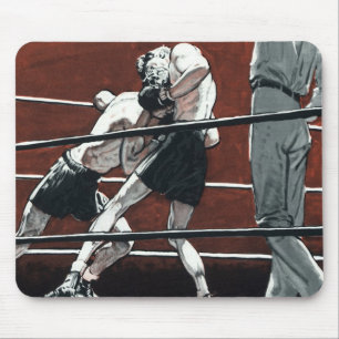 Vintage Sports Boxing, Boxers Fight in the Ring Mouse Pad