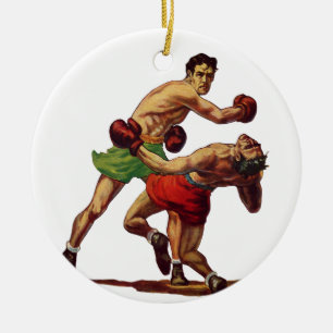 Vintage Sports Boxing, Boxers in a Fight Ceramic Tree Decoration
