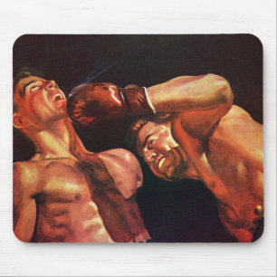 Vintage Sports Boxing, Boxers Punching Fight Mouse Pad