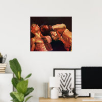 Vintage Sports Boxing, Boxers Punching Fight