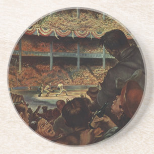 Vintage Sports Fans in a Baseball Stadium Coaster