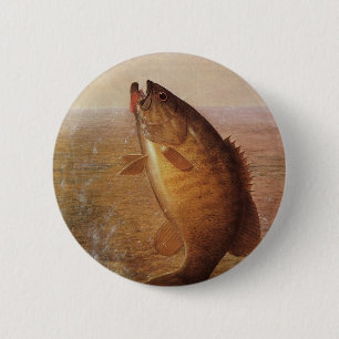 Vintage Sports Fishing, Largemouth Brown Bass Fish 6 Cm Round Badge