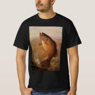 Vintage Sports Fishing, Largemouth Brown Bass Fish T-Shirt