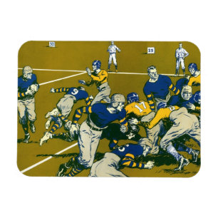 Vintage Sports Football Game, Gold vs. Blue Teams Magnet