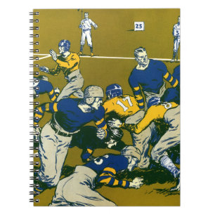 Vintage Sports Football Game, Gold vs. Blue Teams Notebook
