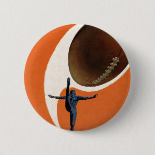 Vintage Sports, Football Player Kicking the Ball 6 Cm Round Badge