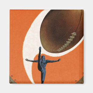 Vintage Sports, Football Player Kicking the Ball Magnet