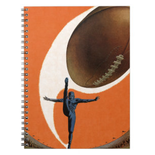 Vintage Sports, Football Player Kicking the Ball Notebook
