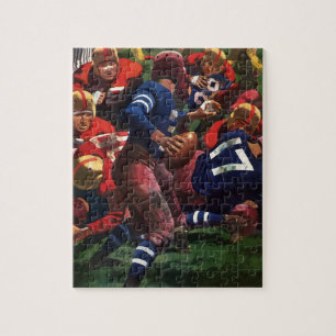Vintage Sports Football Player Quarterback in Game Jigsaw Puzzle