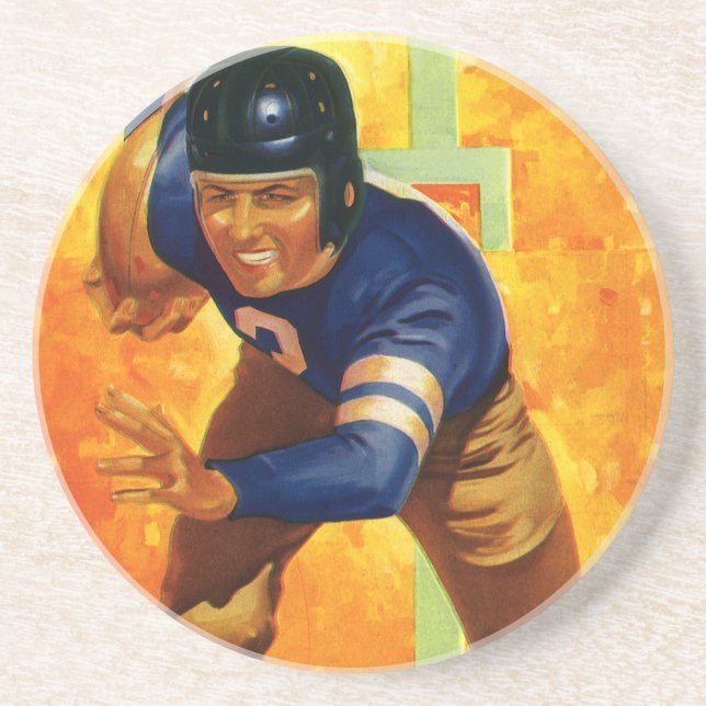 Vintage Sports Football Player Quarterback Running Coaster (Front)