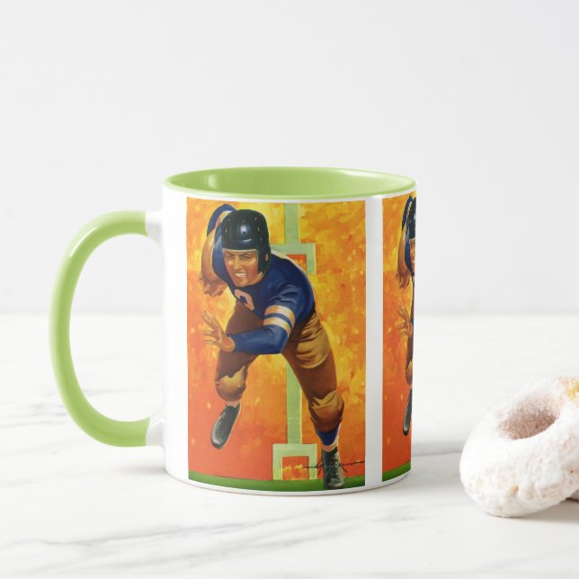 Vintage Sports Football Player Quarterback Running Mug (With Donut)