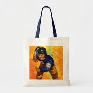 Vintage Sports Football Player Quarterback Running Tote Bag
