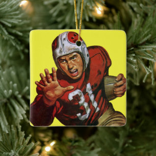 Vintage Sports Football Player Running Back No. 31 Ceramic Tree Decoration
