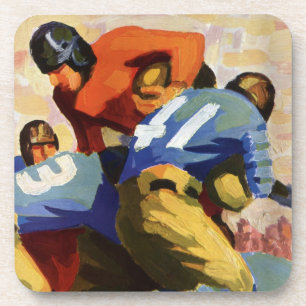 Vintage Sports, Football Players in a Game Coaster