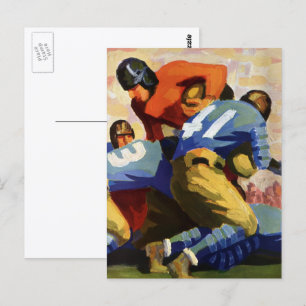 Vintage Sports, Football Players in a Game Postcard