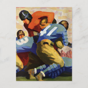 Vintage Sports, Football Players in a Game Postcard