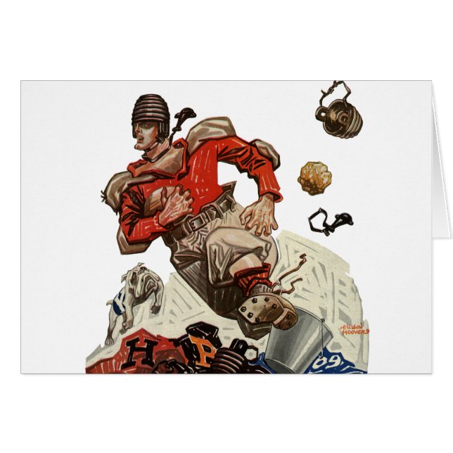 Vintage Sports Football Quarterback Player Running (Front Horizontal)