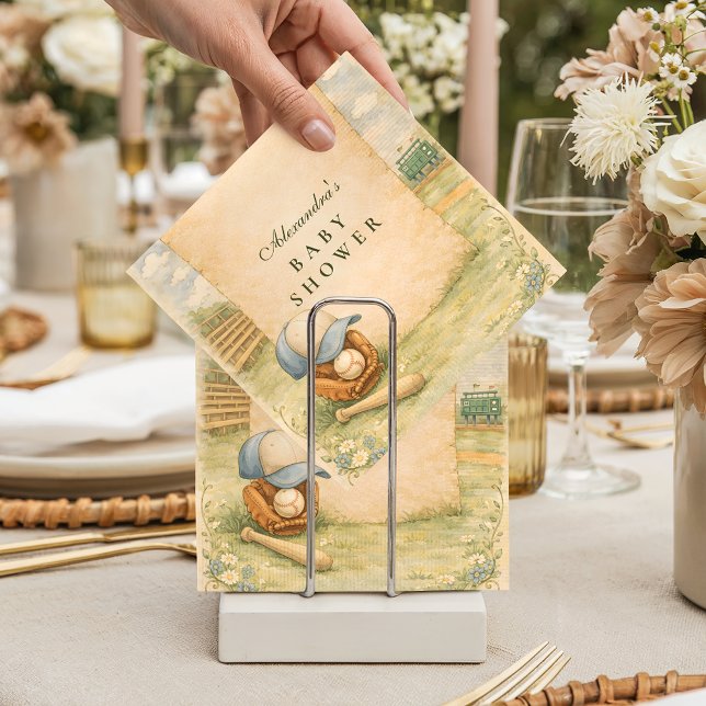 Vintage Sports Little Slugger Baby Shower Napkin (Creator Uploaded)