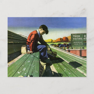 Vintage Sports, Sad Football Fan with Megaphone Postcard