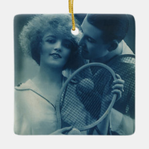 Vintage Sports Tennis, Love and Romance Ceramic Ornament
