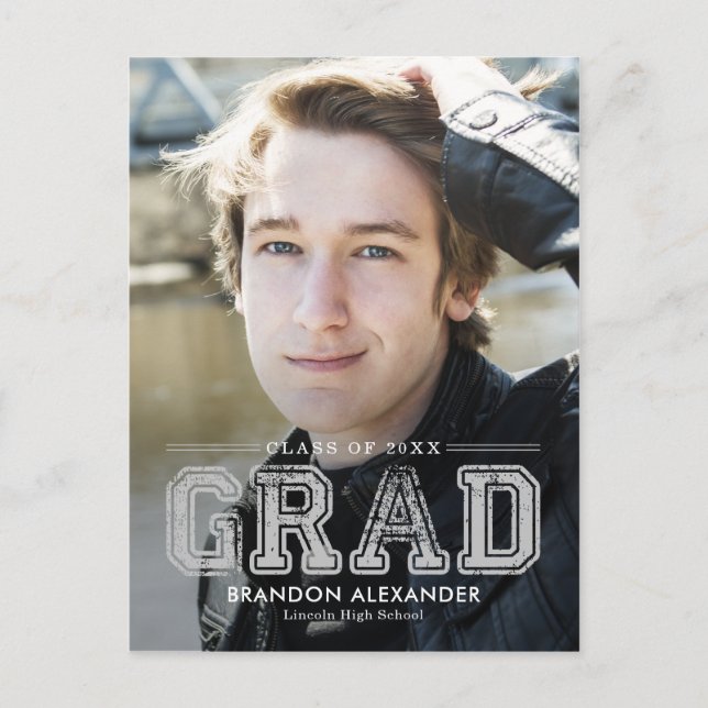 Vintage Sporty Editable Colour Graduation Postcard (Front)