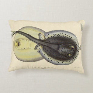 Vintage Spotted Stingrays, Marine Ocean Animals Decorative Cushion