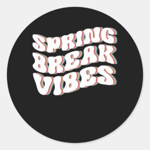 Vintage Spring Break Vibes Cute Spring Vacation Te Classic Round Sticker