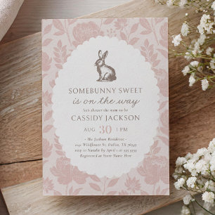 Vintage Spring Bunny Baby Shower Invitation
