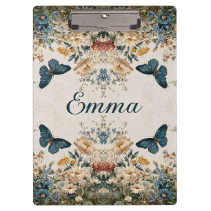 Vintage Spring Butterfly Floral Garden Clipboard
