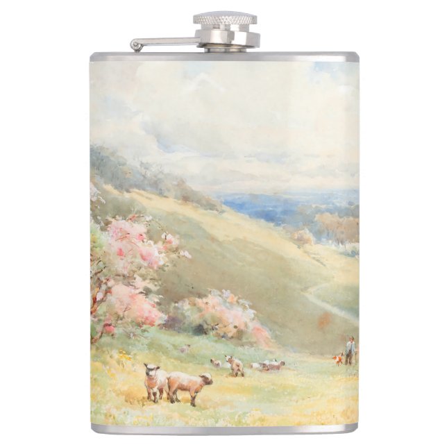 Vintage Spring by Joseph Rubens Powell Hip Flask (Front)
