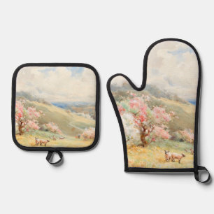 Vintage Spring by Joseph Rubens Powell Oven Mitt & Pot Holder Set