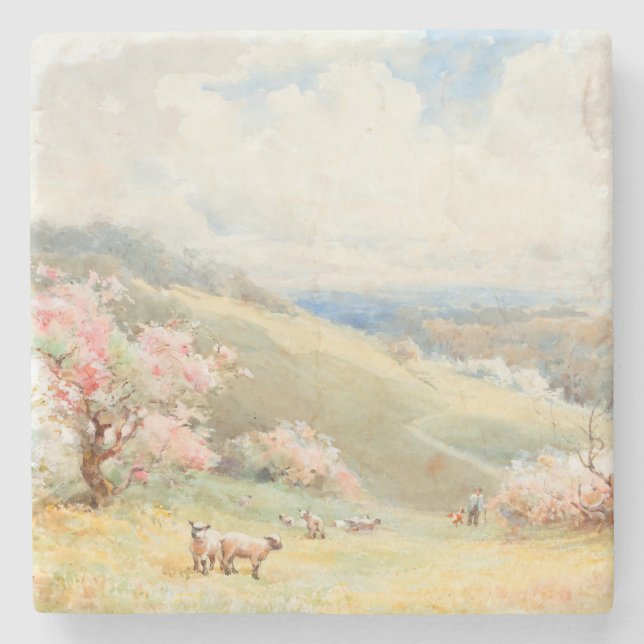 Vintage Spring by Joseph Rubens Powell Stone Coaster (Front)