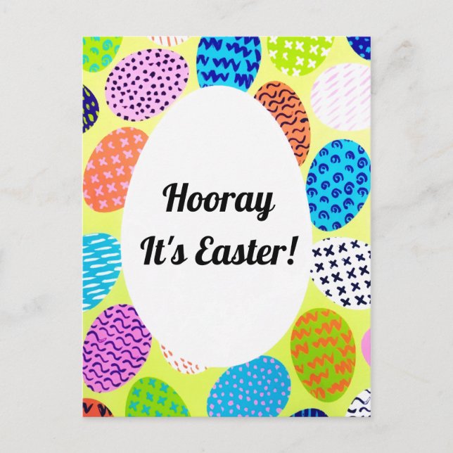 Vintage Spring Colourful Easter Eggs Holiday Postcard (Front)