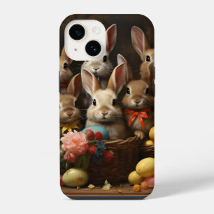 Vintage Spring Easter Egg Basket Bunny Hop iPhone 14 Case