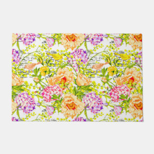Vintage spring floral doormat