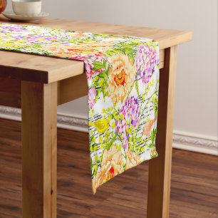 Vintage spring floral short table runner