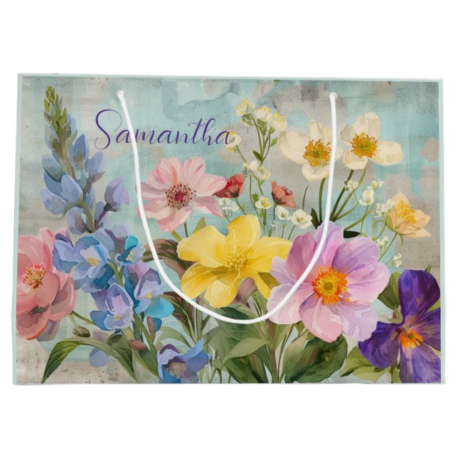  Vintage Spring Florals Large Gift Bag (Back)