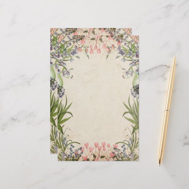 Vintage Spring Florals Stationery (Front/Back In Situ)