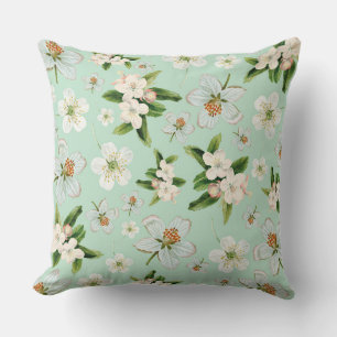 Vintage Spring Flower Blossoms Pattern Cushion
