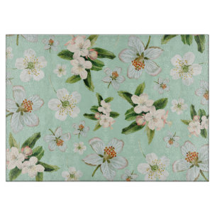 Vintage Spring Flower Blossoms Pattern Cutting Board