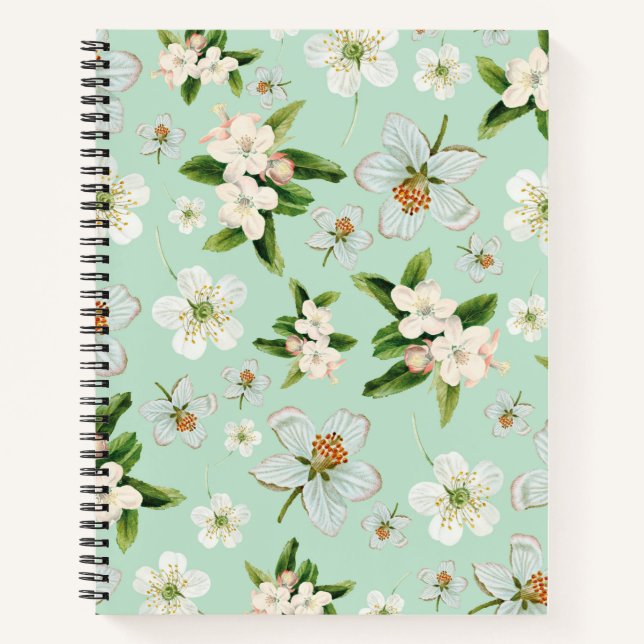 Vintage Spring Flower Blossoms Pattern Notebook (Front)