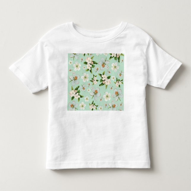 Vintage Spring Flower Blossoms Pattern Toddler T-Shirt (Front)