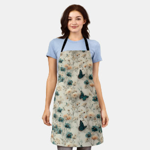Vintage Spring Flowers and Butterflies Apron