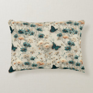Vintage Spring Flowers and Butterflies Decorative Cushion