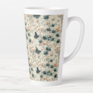 Vintage Spring Flowers and Butterflies Latte Mug