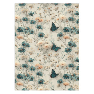 Vintage Spring Flowers and Butterflies Tablecloth